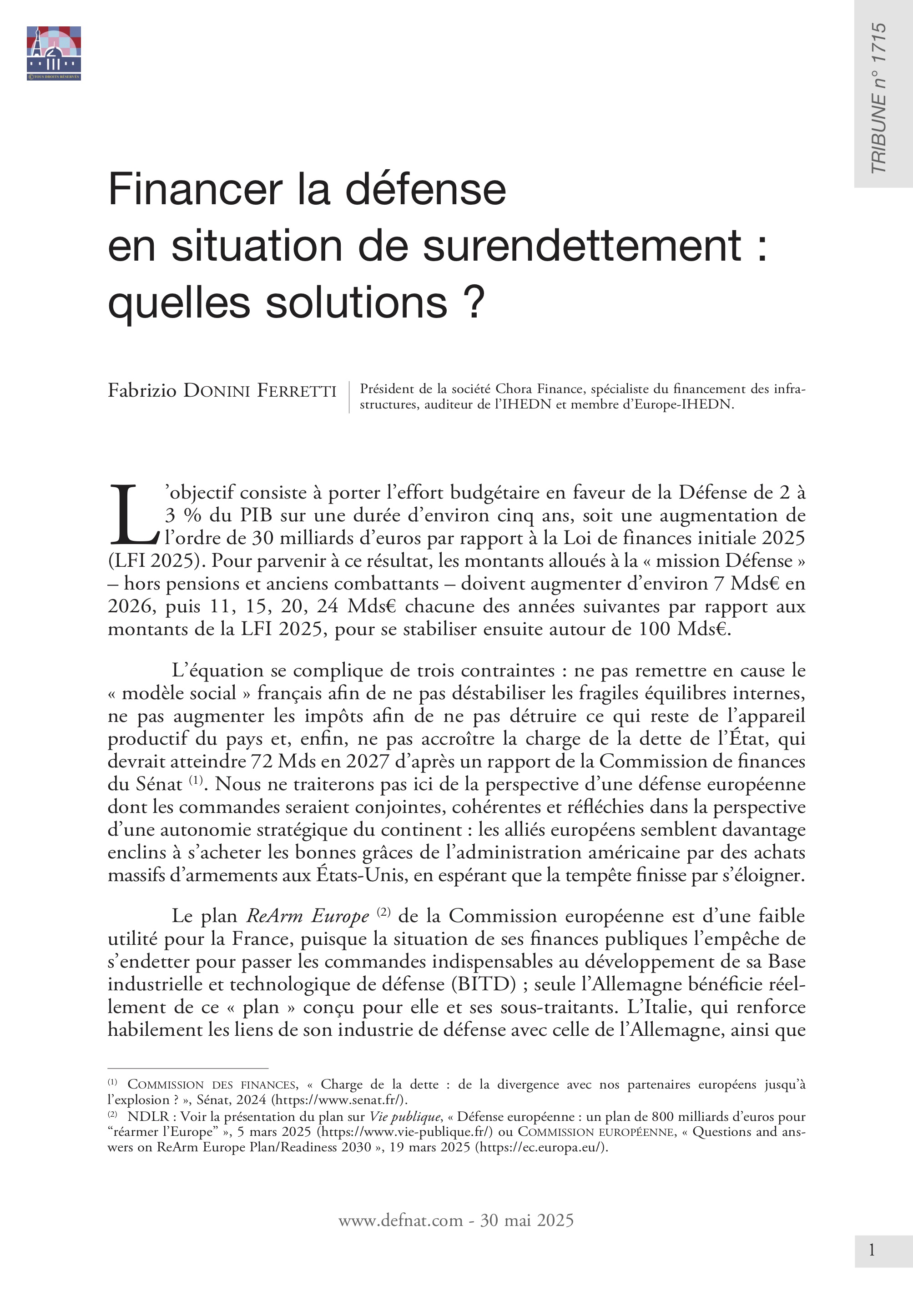 Financer la défense en situation de surendettement : quelles solutions ? (T 1715)
